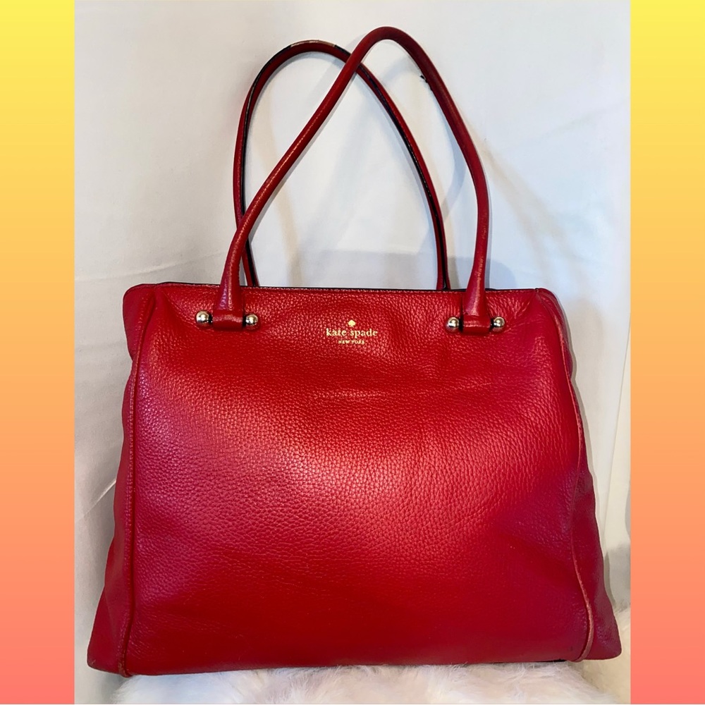 Kate Spade large red leather shoulder bag tote
